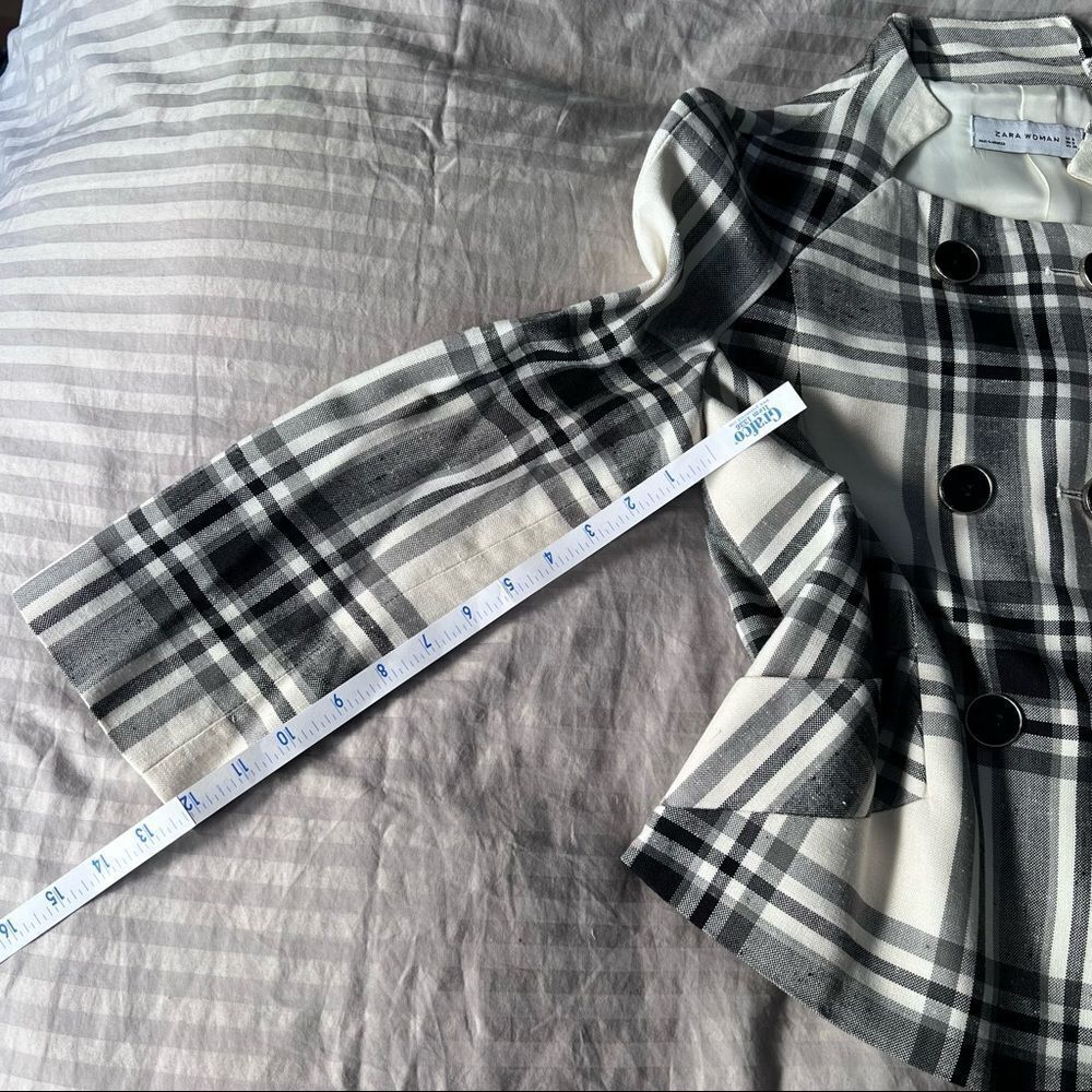 Zara plaid tartan double breasted jacket - Picture 7 of 16